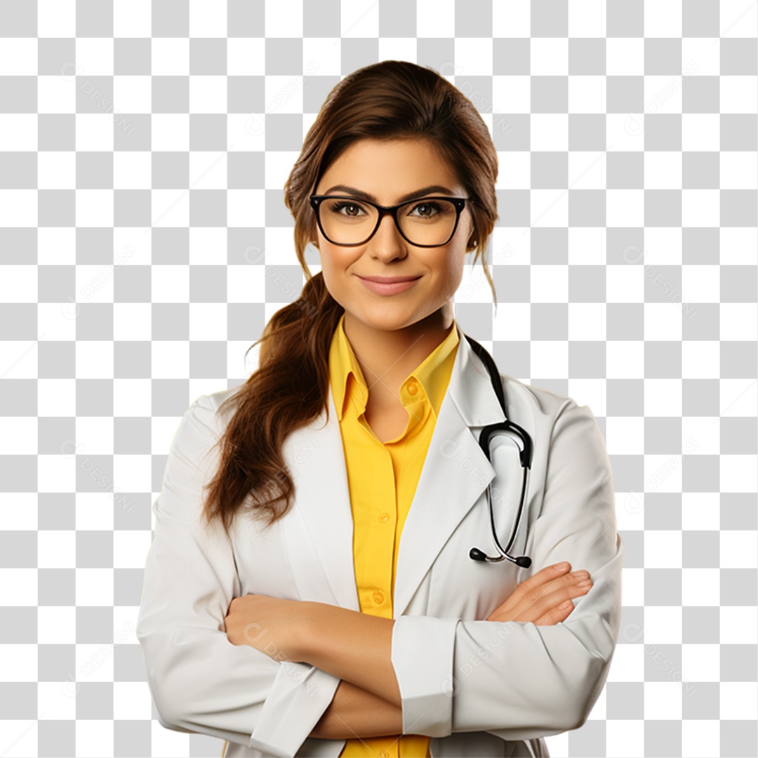 Doutora de Jaleco Branco PNG Transparente