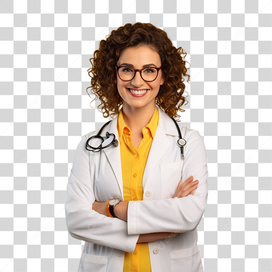 Doutora de Jaleco Branco PNG Transparente