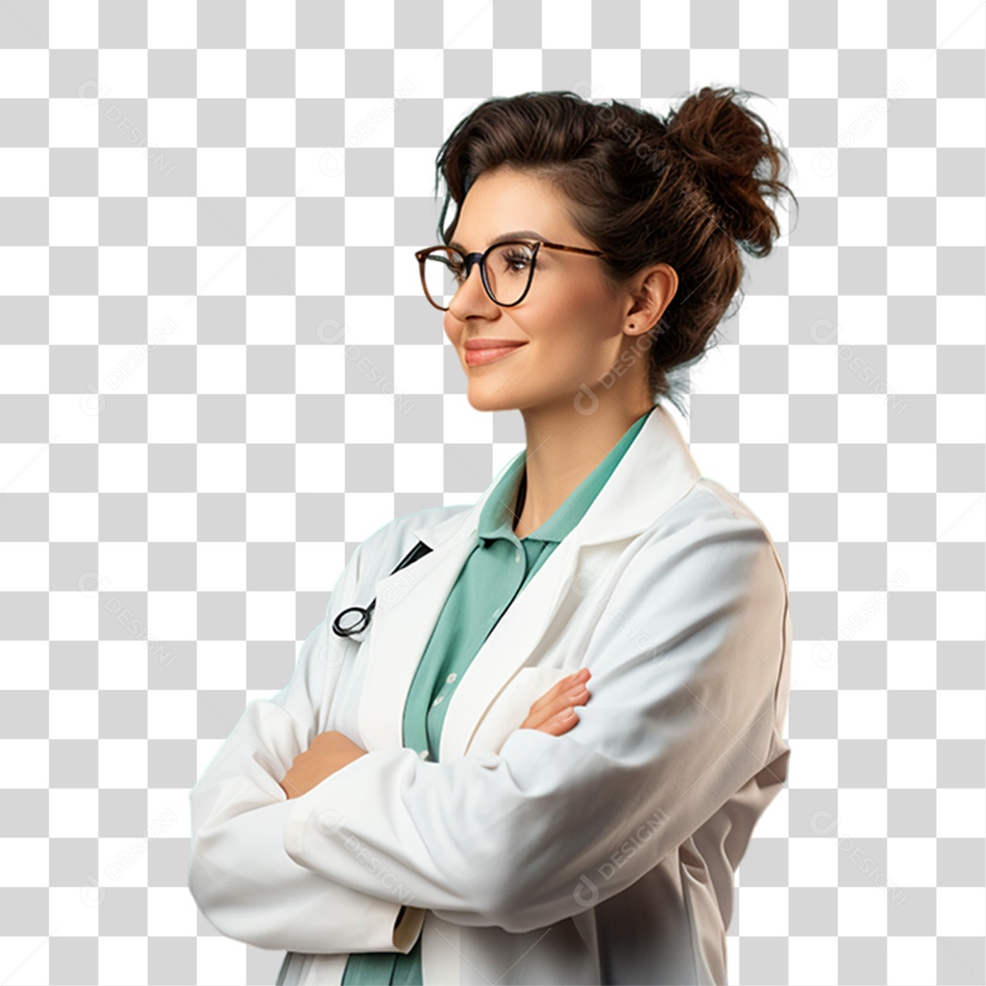 Doutora de Jaleco Branco PNG Transparente