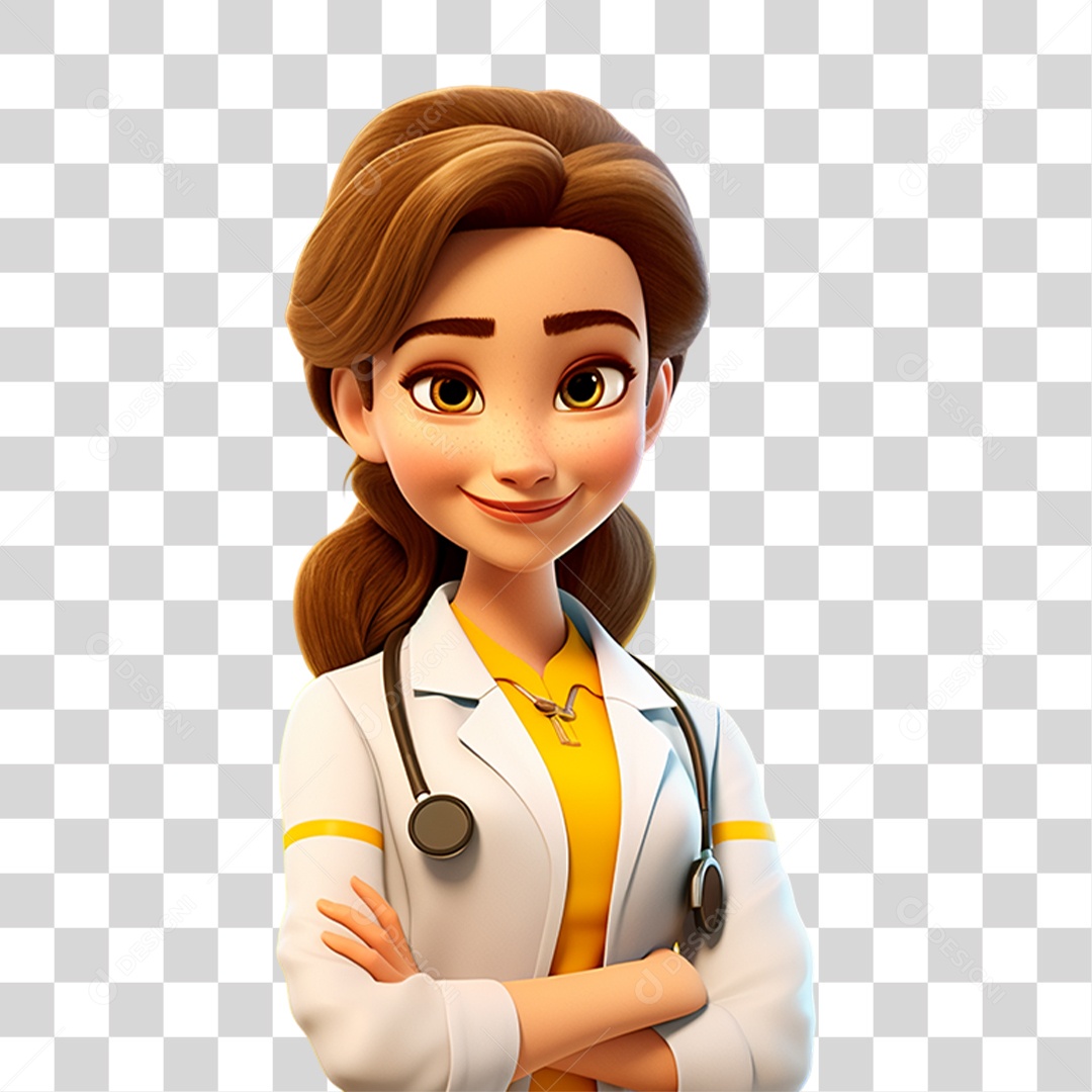 Doutora de Jaleco Branco PNG Transparente