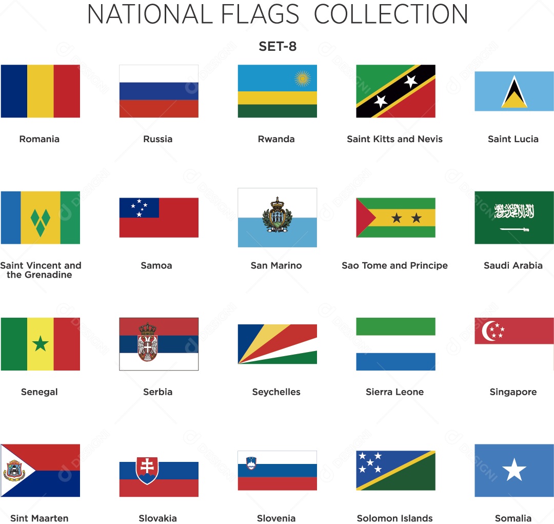 Coleção de Bandeiras de Países Ilustração Vetor EPS