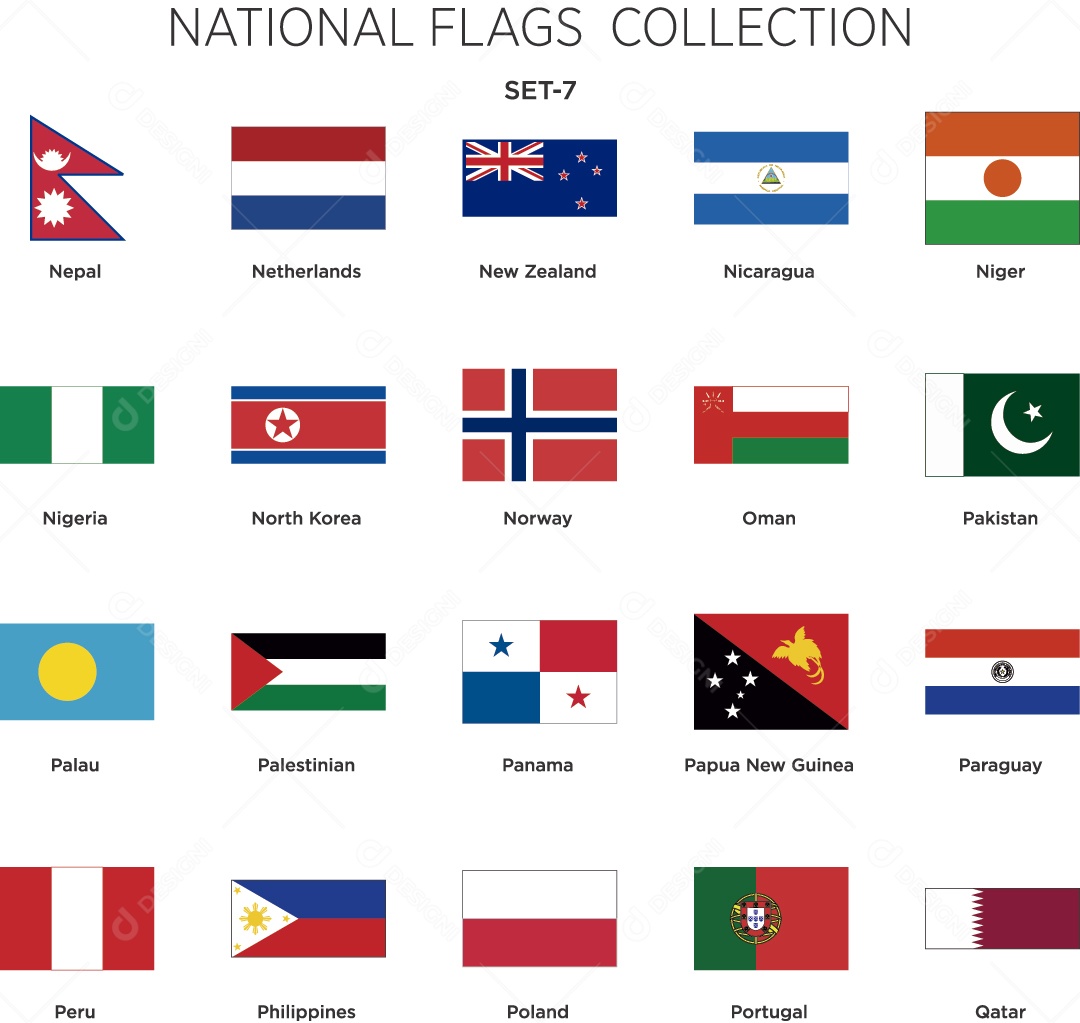 Coleção de Bandeiras de Países Ilustração Vetor EPS