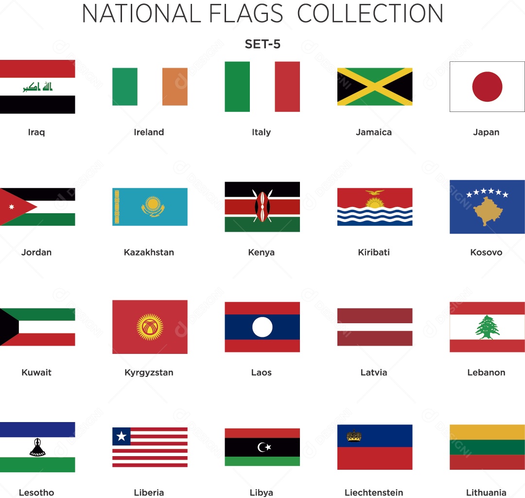 Coleção de Bandeiras de Países Ilustração Vetor EPS