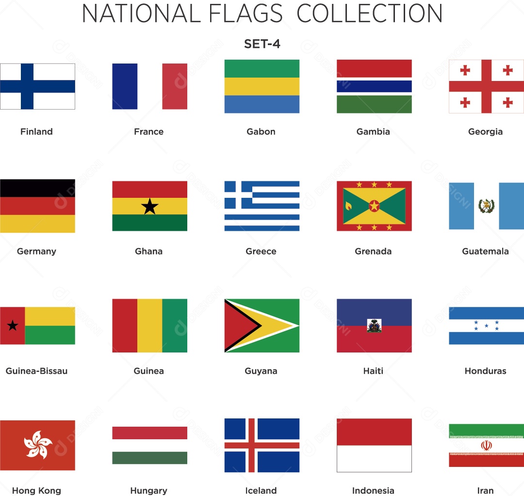 Coleção de Bandeiras de Países Ilustração Vetor EPS