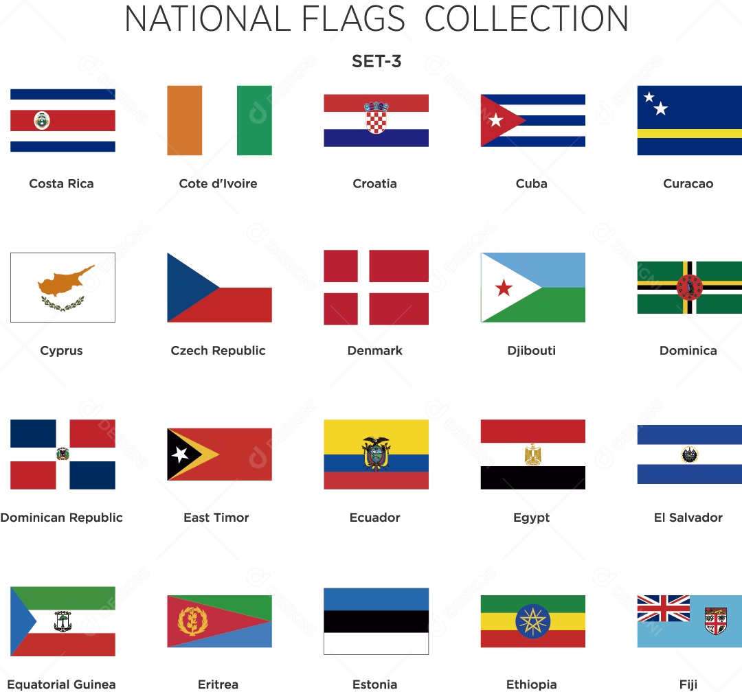 Coleção de Bandeiras de Países Ilustração Vetor EPS