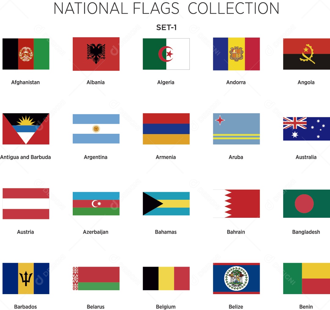 Coleção de Bandeiras de Países Ilustração Vetor EPS