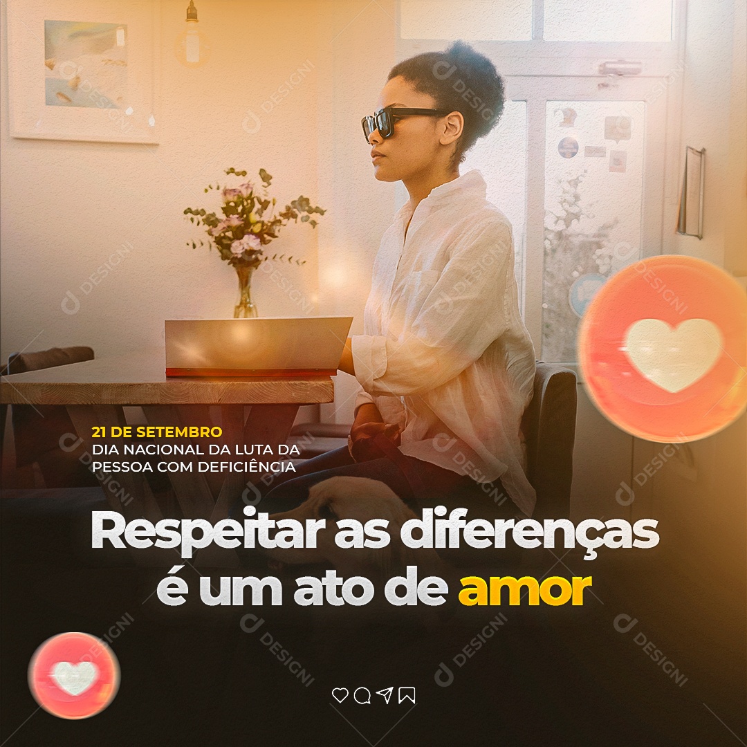 Respeitar as Diferenças é Um Ato De Amor 21 De Setembro Social Media PSD Editável