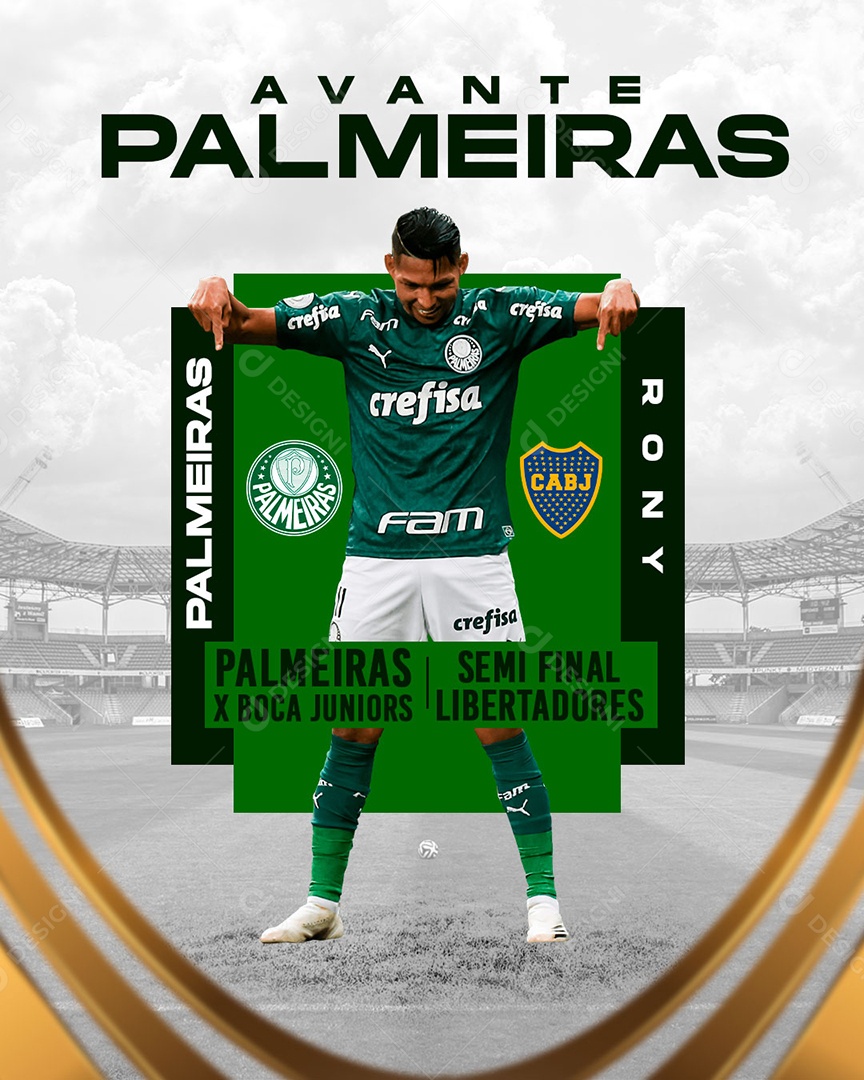 Futebol Avante Palmeiras Jogador Rony Libertadores Social Media PSD Editável