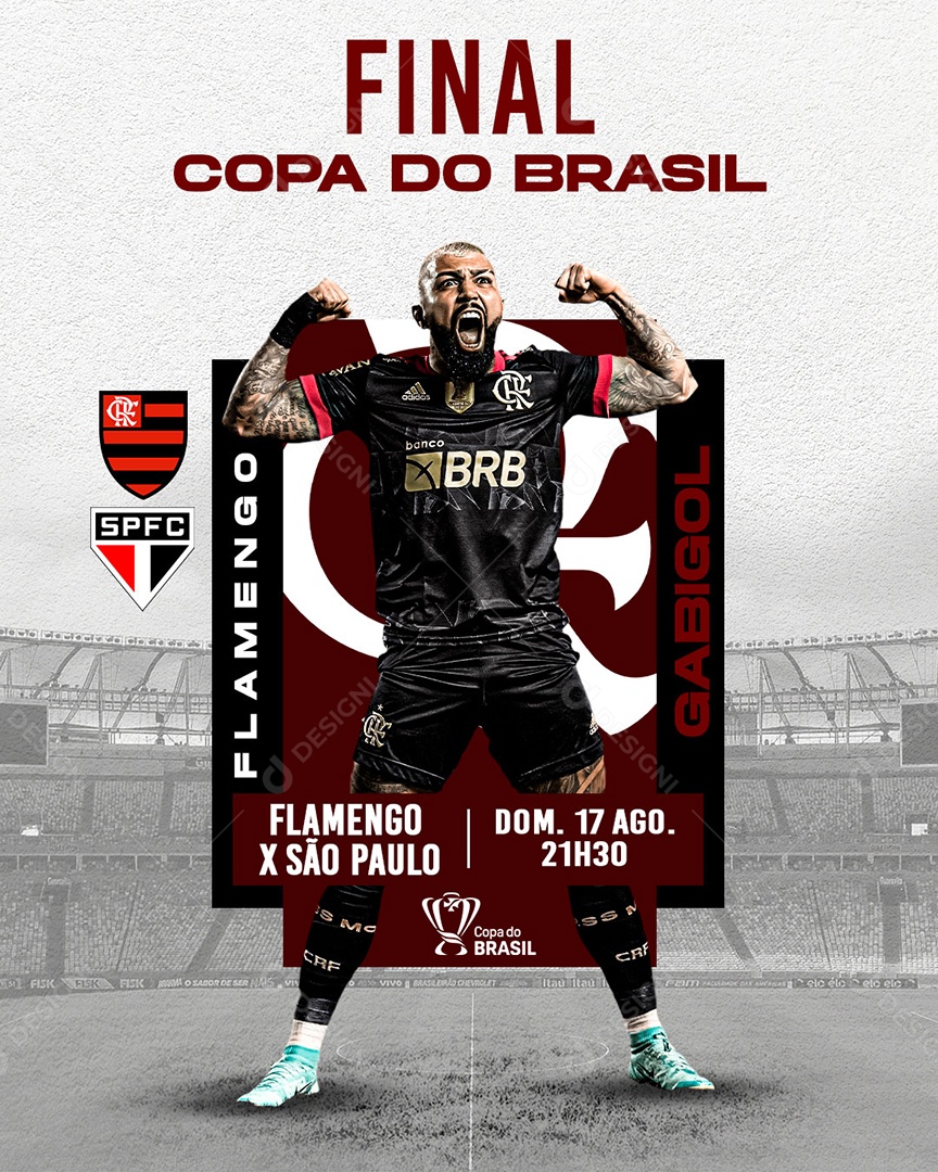 Flyer Final Copa Do Brasil Flamengo X São Paulo Social Media PSD Editável