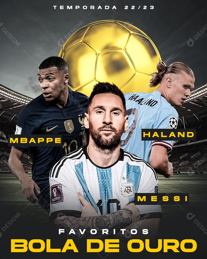 Social Media Flyer Favoritos Bola De Ouro Futebol PSD Editável