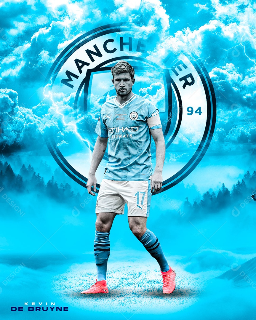 Flyer Futebol Manchester City Kevin De Bruyne Social Media PSD Editável