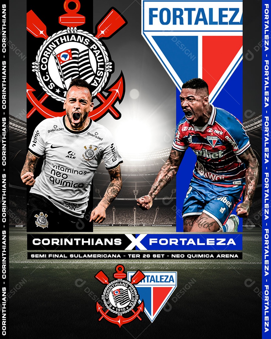 Social Media Flyer Futebol Corinthians X Fortaleza PSD Editável