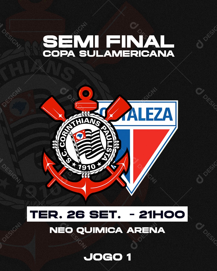 Flyer Semifinal Copa Sulamericana Corinthians X Fortaleza Social Media PSD Editável