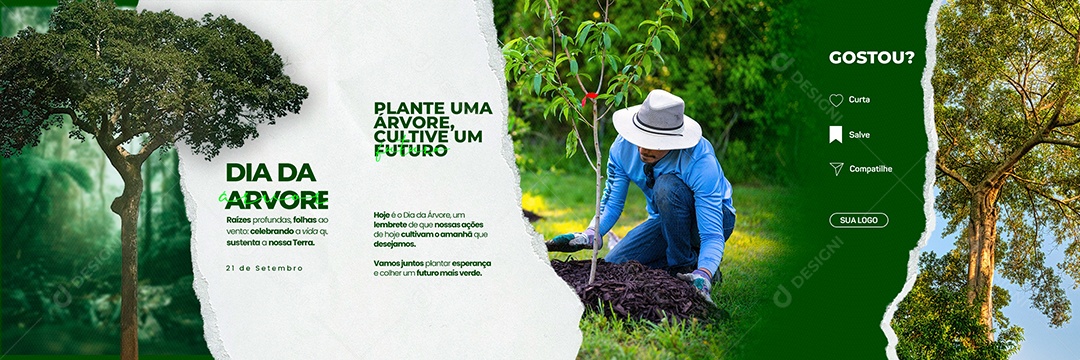 Carrossel Dia da Árvore Plante Uma Árvore Cultive um Futuro Social Media PSD Editável