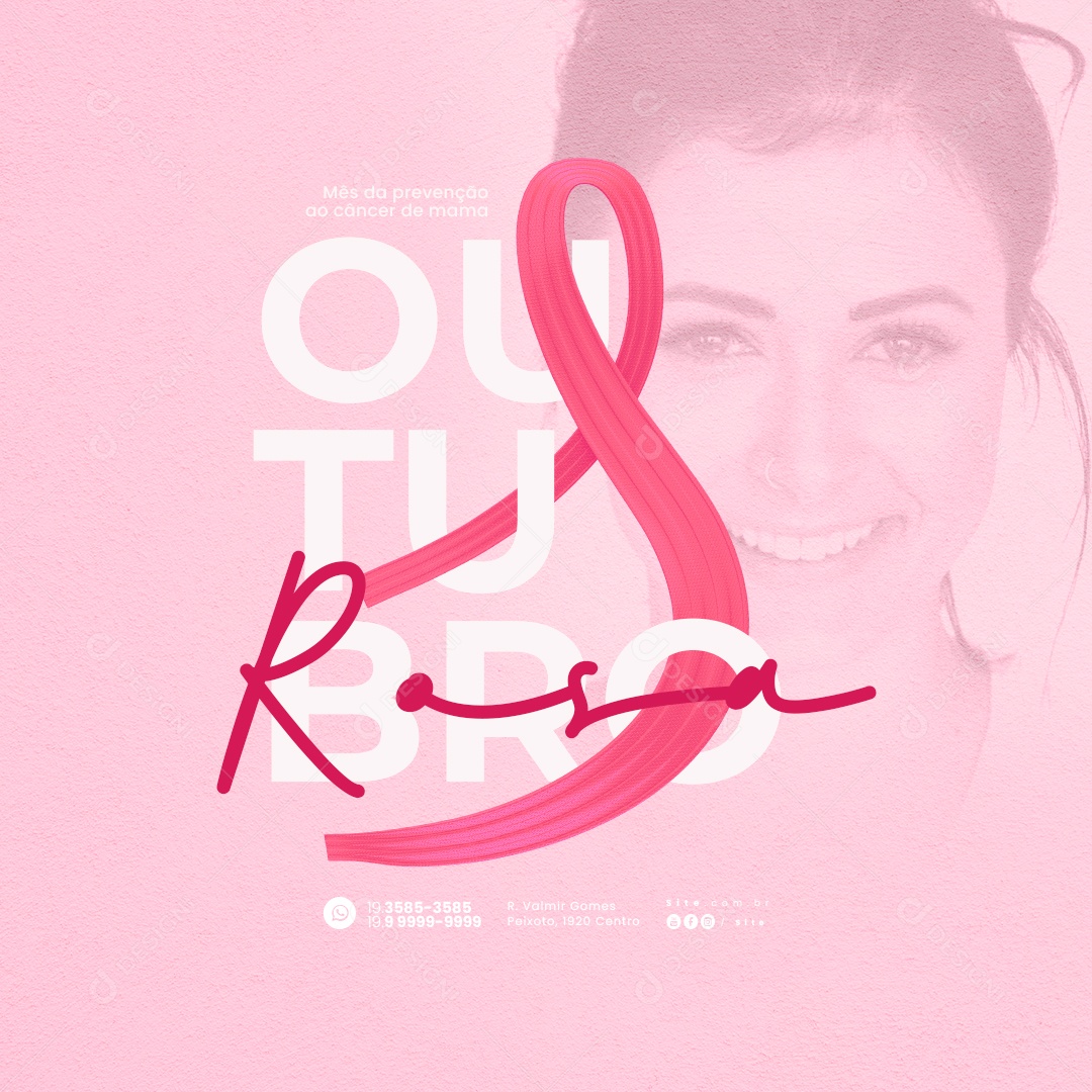 Outubro Rosa Mês da Prevenção ao Câncer de Mama Social Media PSD Editável