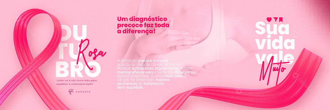 Carrossel Outubro Rosa Sua Vida vale Muito Social Media PSD Editável