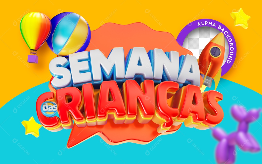 Selo 3D Semana Das Crianças Para Composição PSD