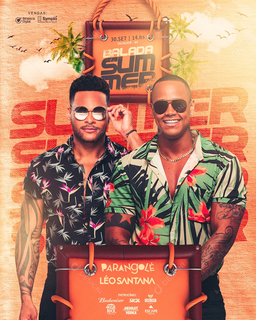 Social Media Flyer Feed Balada Sumer Parangolé Léo Santana PSD Editável