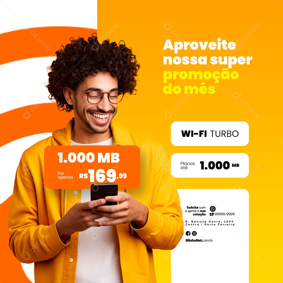 Provedor De Internet Aproveite nossa Super Promoção do Mês Social Media PSD Editável