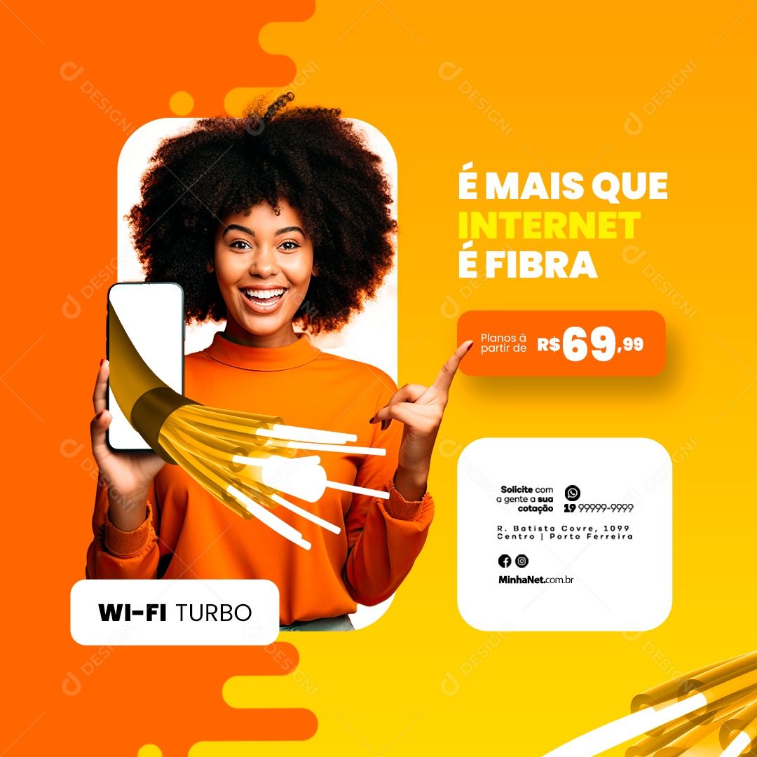 Provedor De Internet É Mais que Internet é Fibra Social Media PSD Editável
