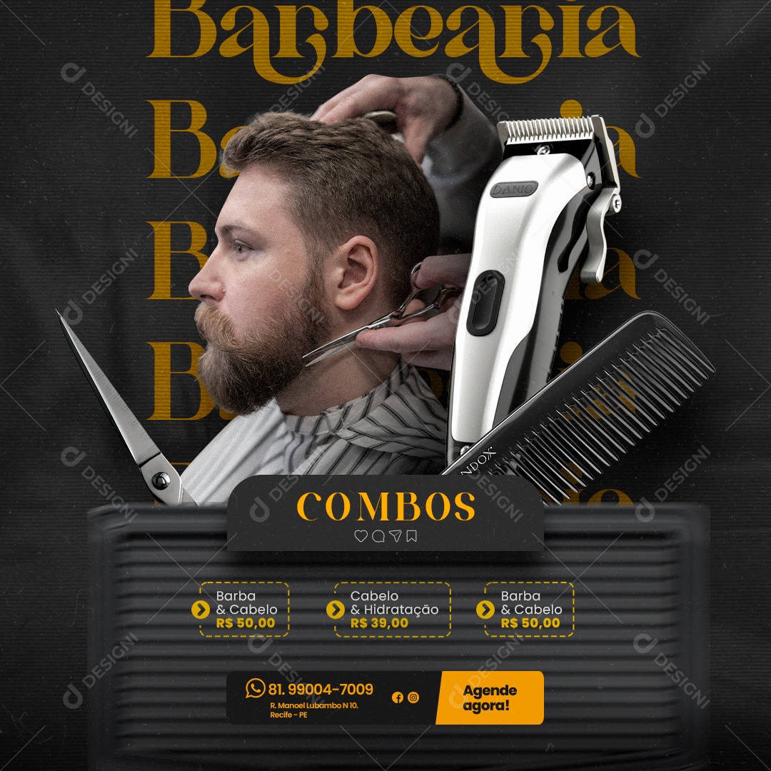 Barber Shop Beard & Hydration Combos Social Media Editable PSD