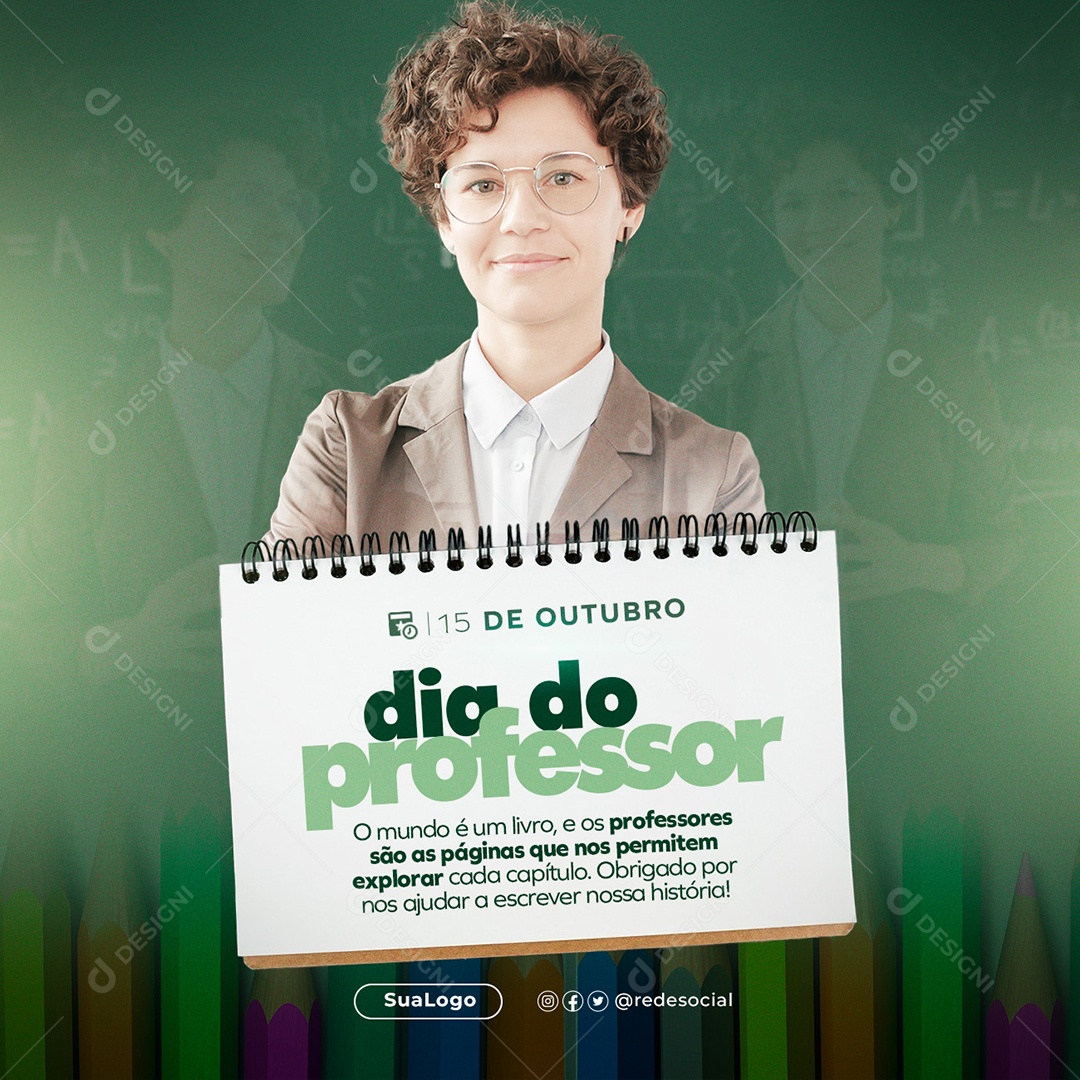 Dia Do Professor 15 de Outubro Social Media PSD Editável
