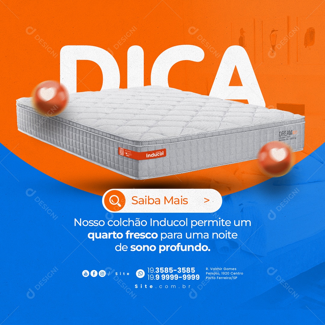 Loja De Colchões Dica Nosso Colchão Inducol Permite Social Media PSD Editável