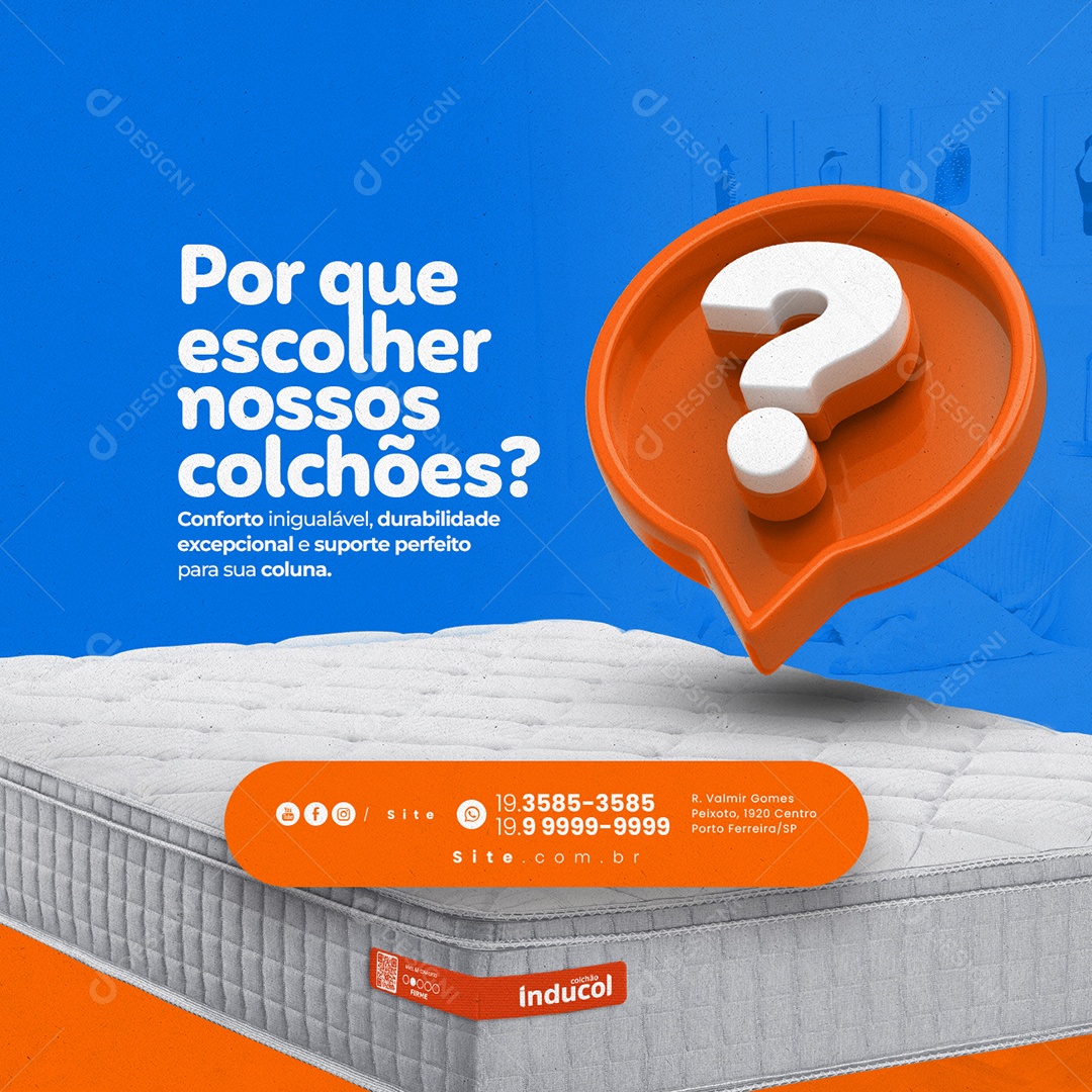 Loja De Colchões Poque Escolher Nossos Colchões Social Media PSD Editável