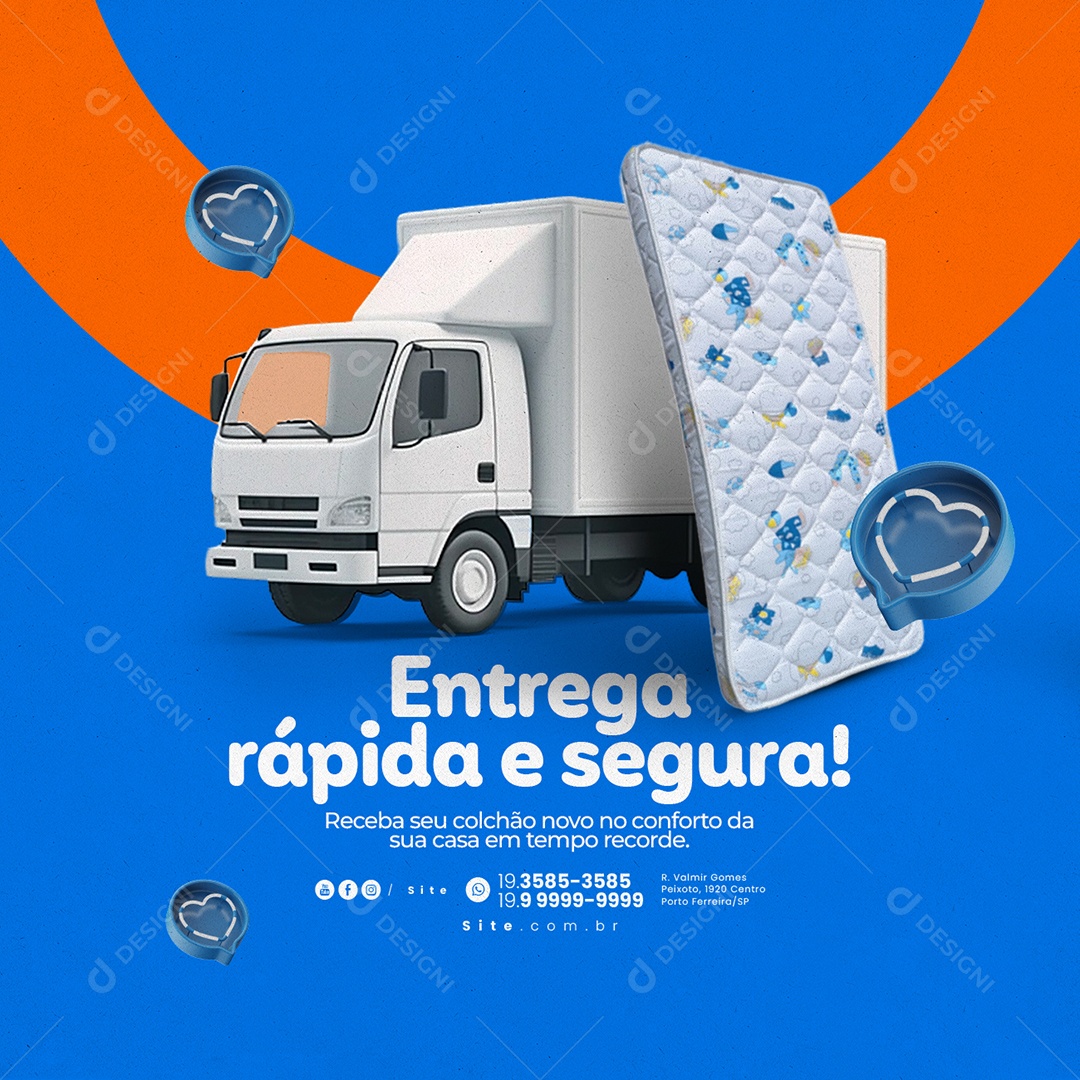 Loja De Colchões Entrega Rápida e Segura Social Media PSD Editável