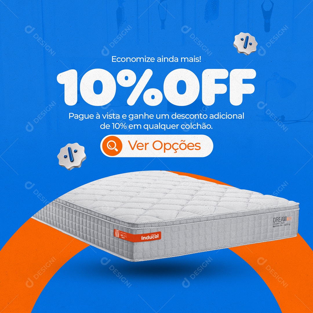 Loja De Colchões Economize Ainda Mais 10% Off Social Media PSD Editável