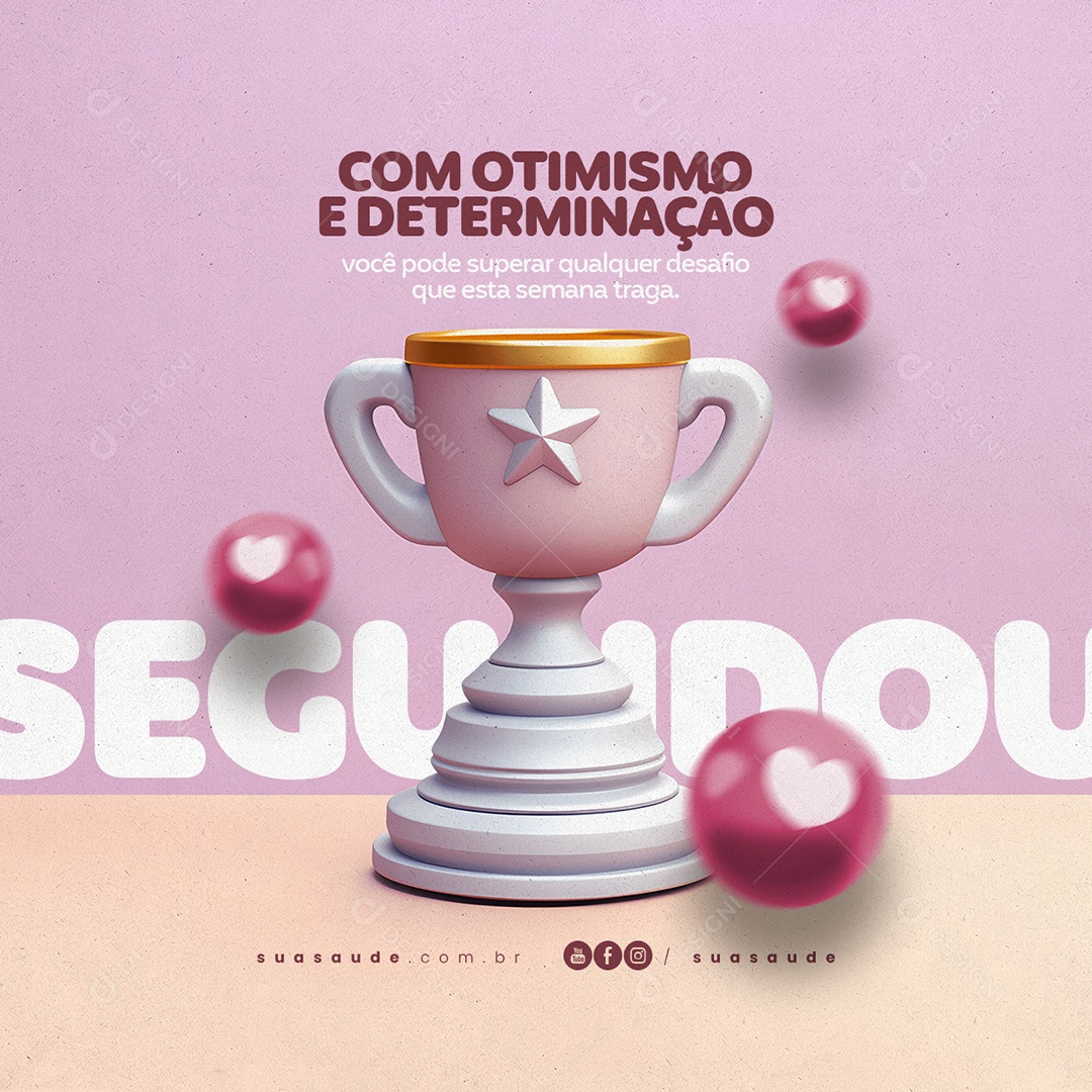 Boa Semana Frase Motivacional Com Otimismo e Determinação Segundou Social Media PSD Editável