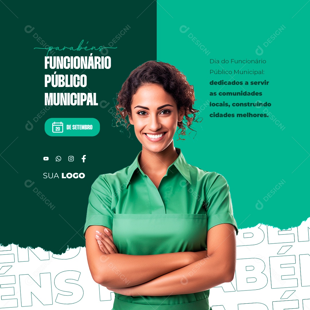 Dia Do Funcionário Público Municipal Parabéns 20 de Setembro Social Media PSD Editável