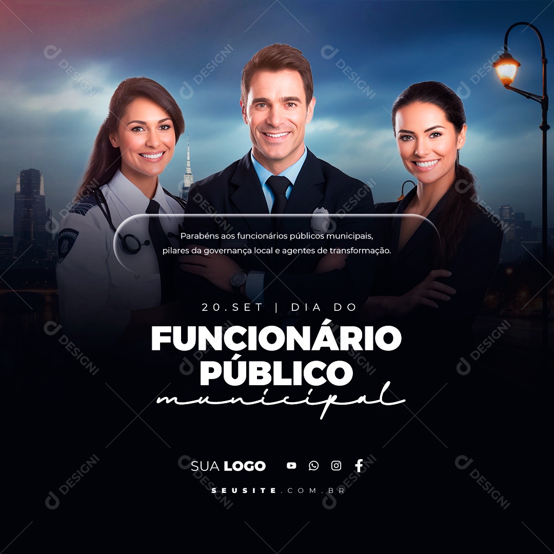 Dia Do Funcionário Público Municipal Parabéns aos Funcionários Social Media PSD Editável