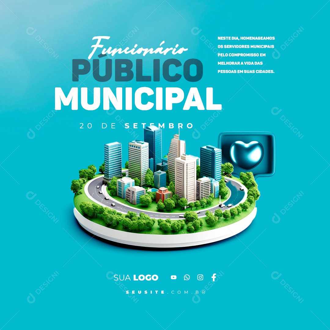 Dia Do Funcionário Público Municipal 20 de Setembro Social Media PSD Editável