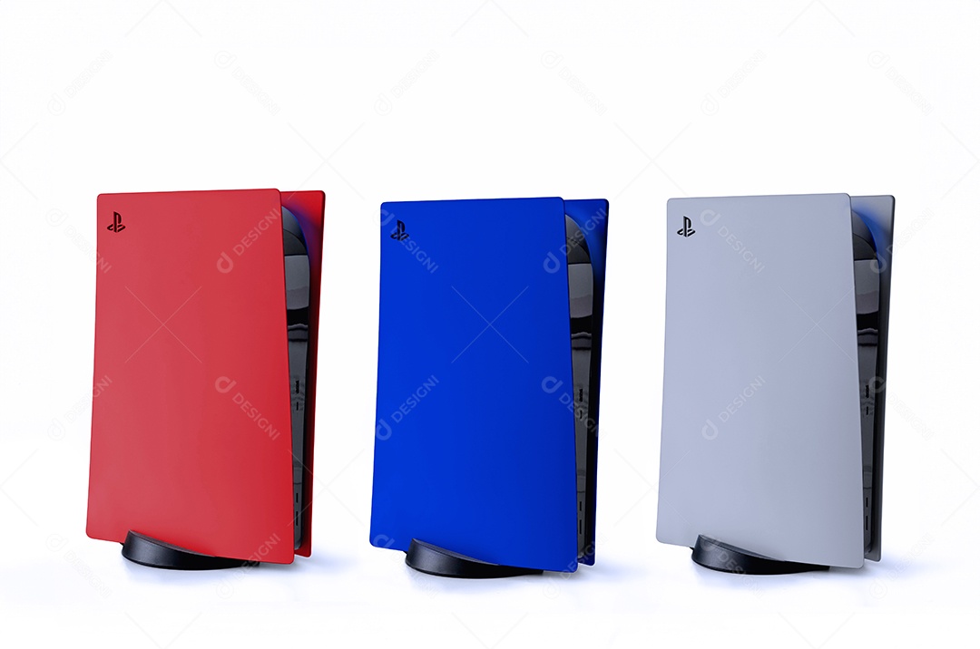 Novo Playstation 5 cores vermelho azul e prata
