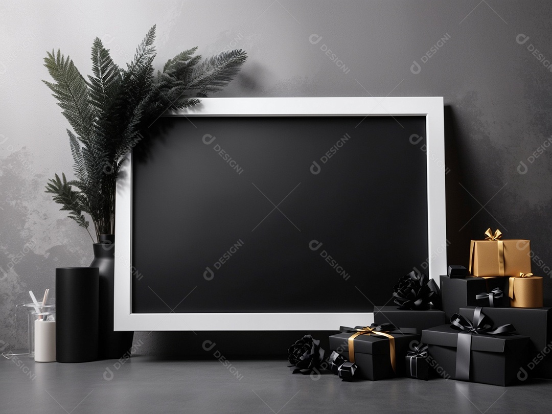 Quadro preto com decorações