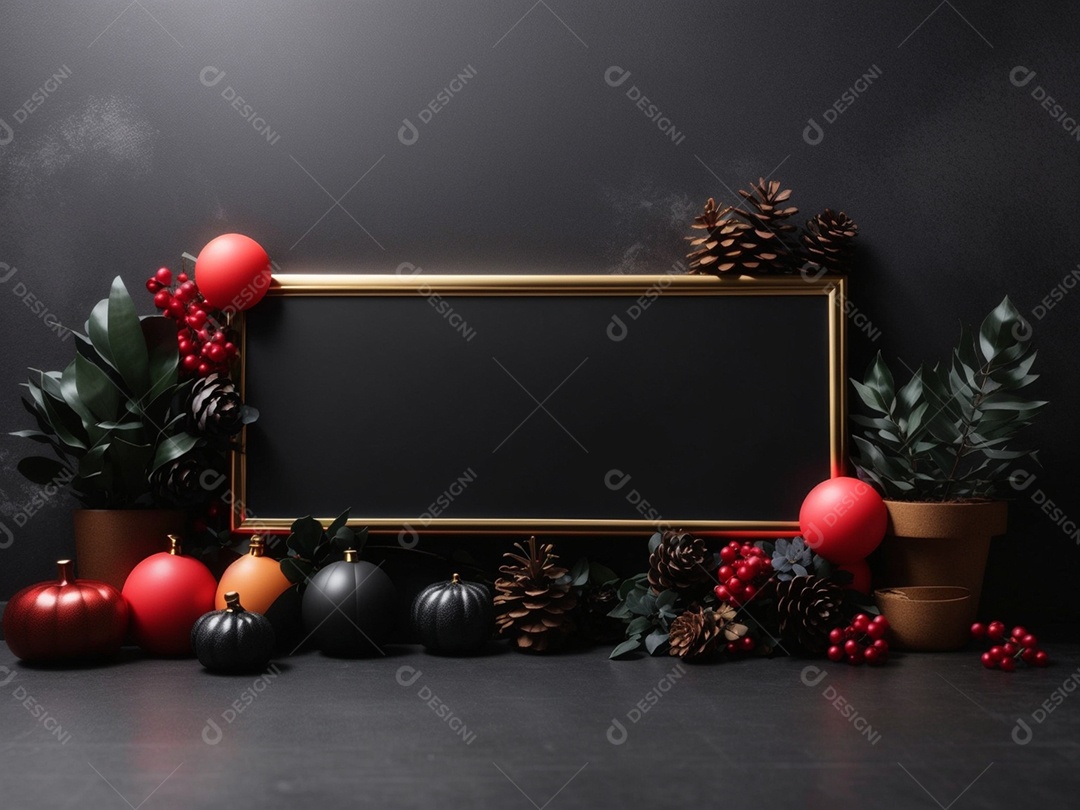 Quadro preto com decorações