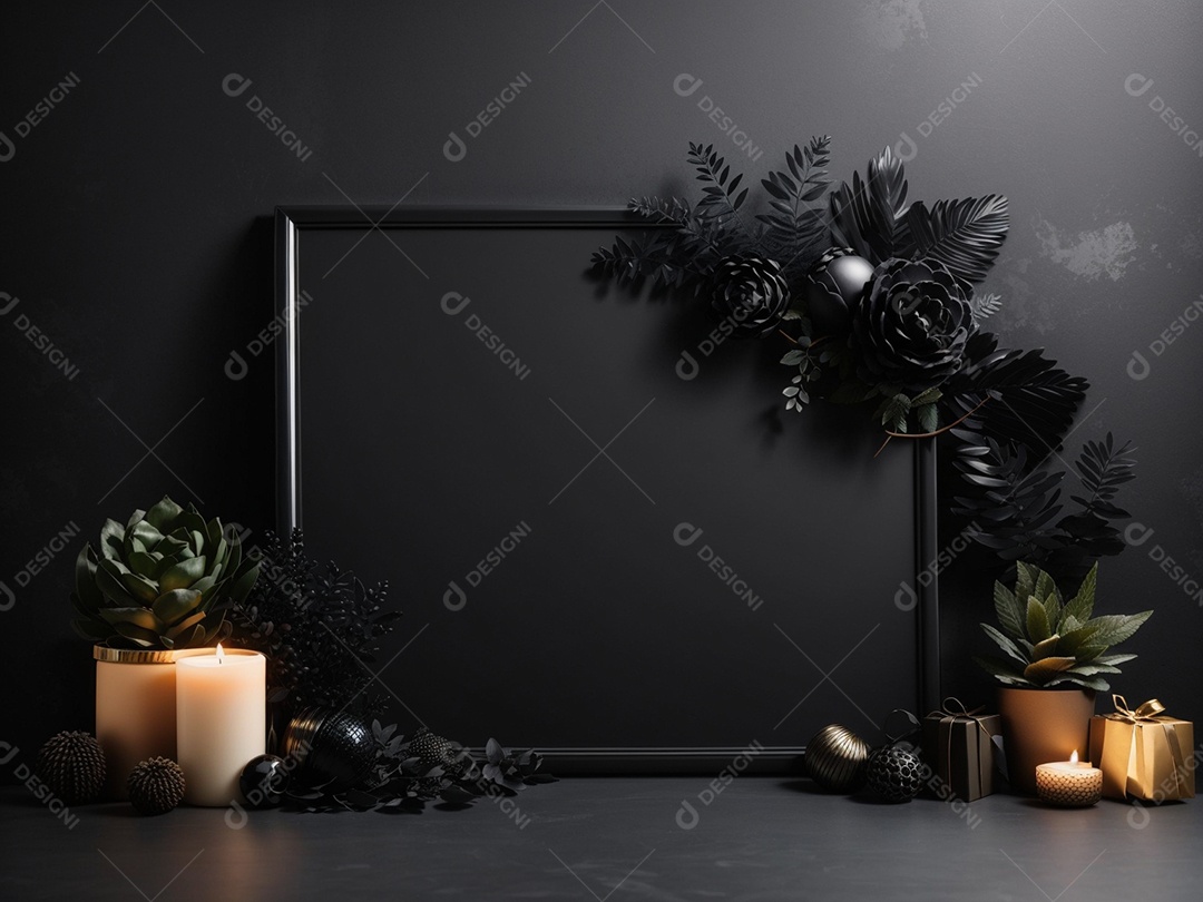 Quadro preto com decorações