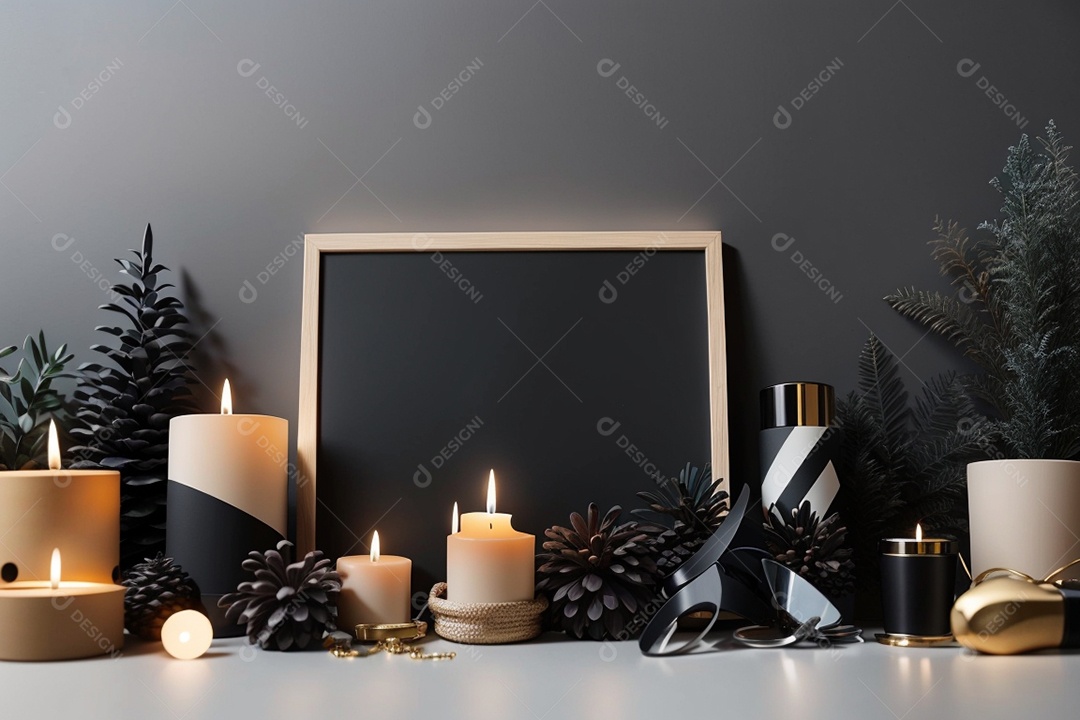 Quadro preto com decorações