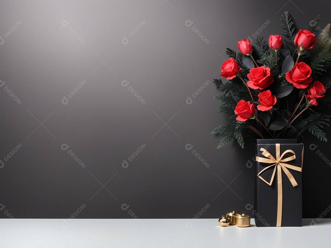 Fundo preto com decorações