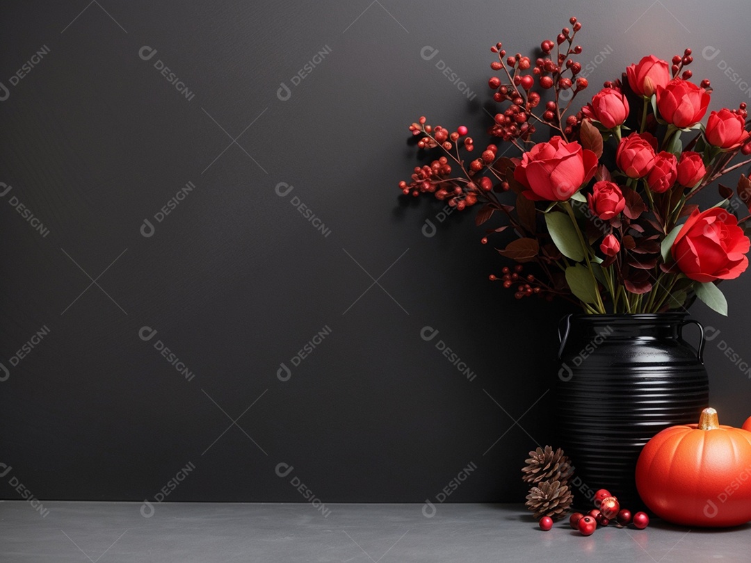 Fundo preto com decorações