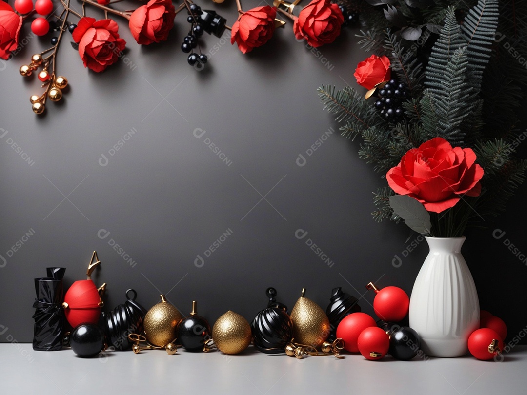 Fundo preto com decorações