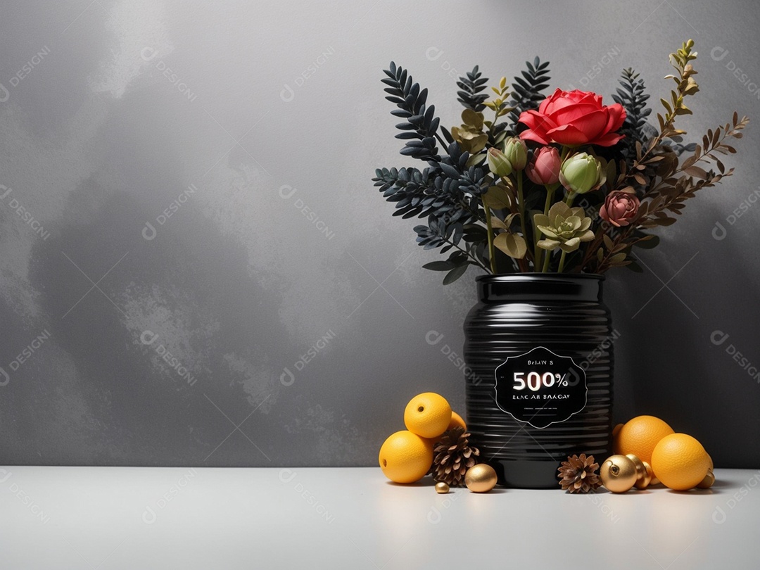 Vaso de flor em fundo escuro