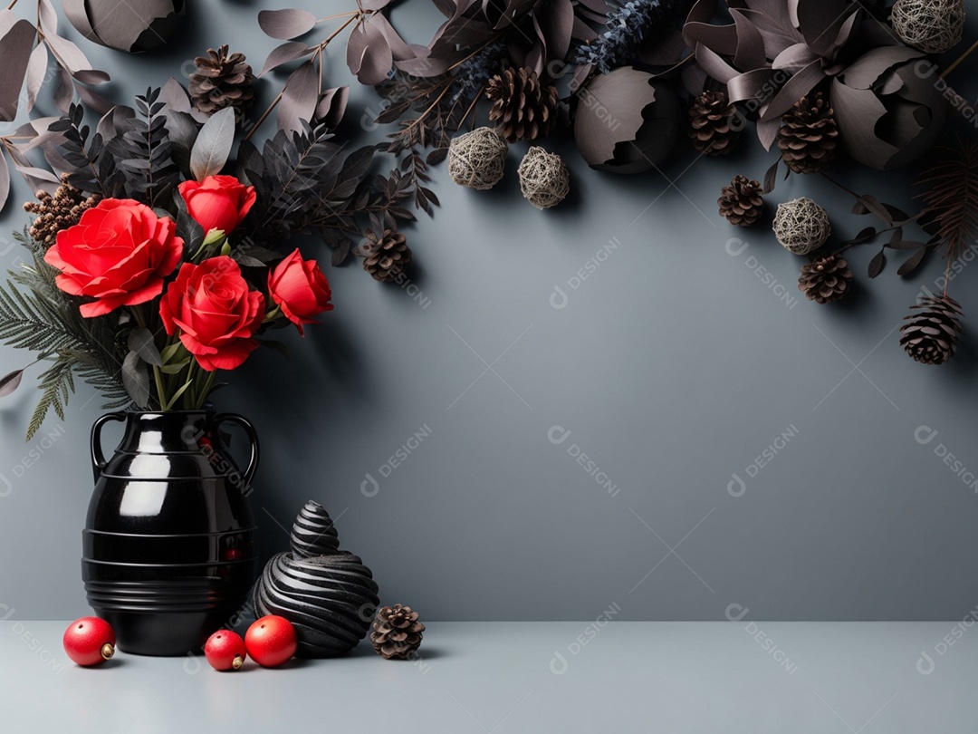 Fundo preto com decorações