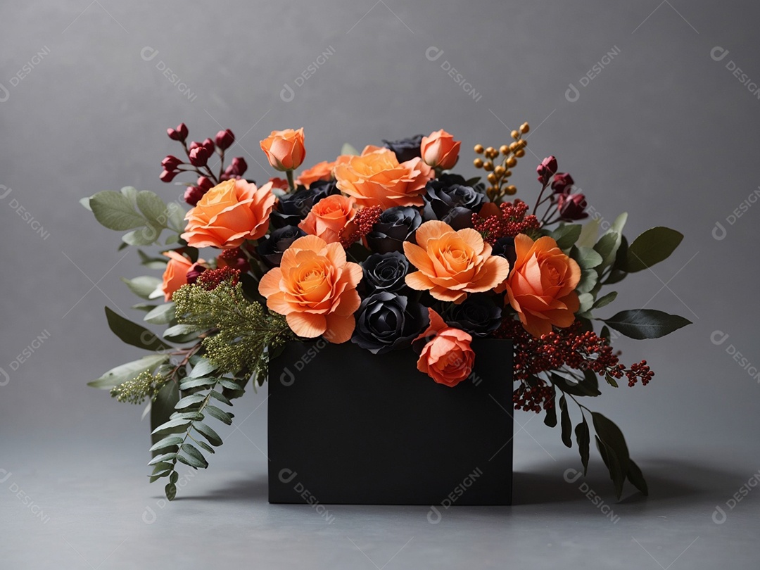 Fundo preto com decorações