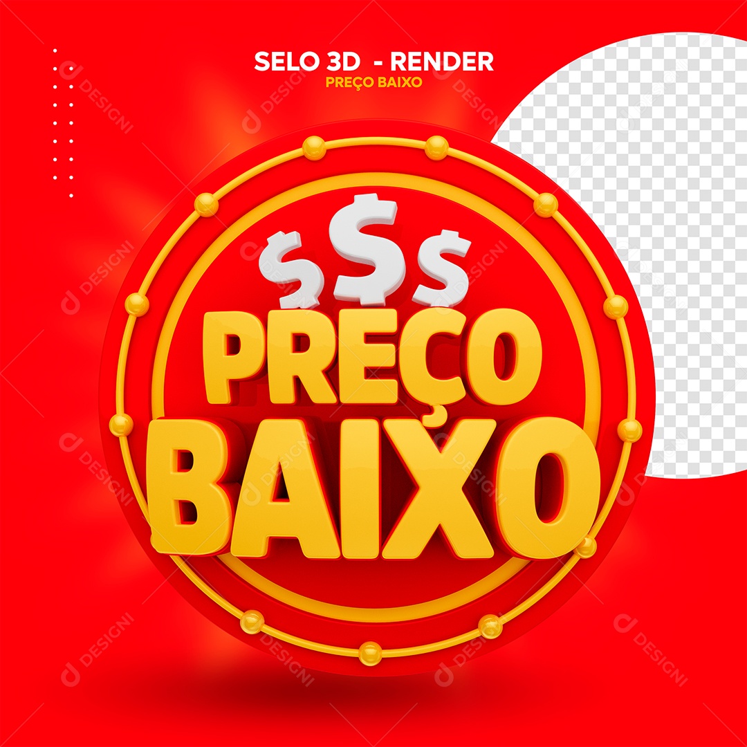 Preço Baixo Dourado Vermelho Selo 3D para Composição PSD