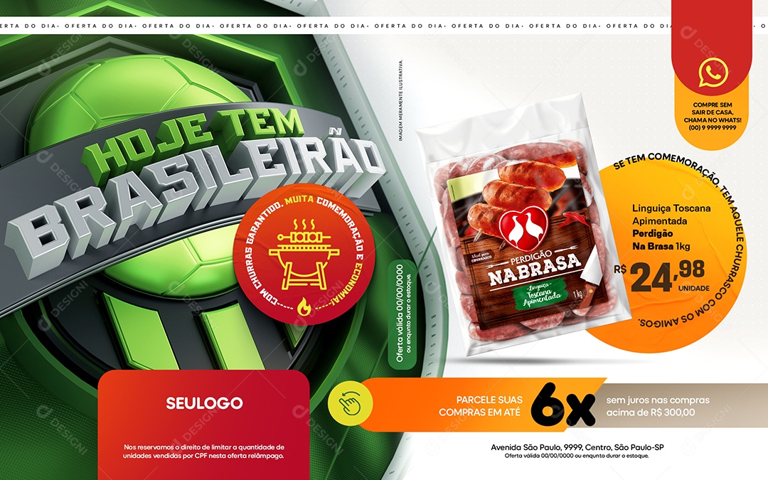 Social Media Hoje Tem Brasileirão Churrasco Comemoração Economia PSD Editável