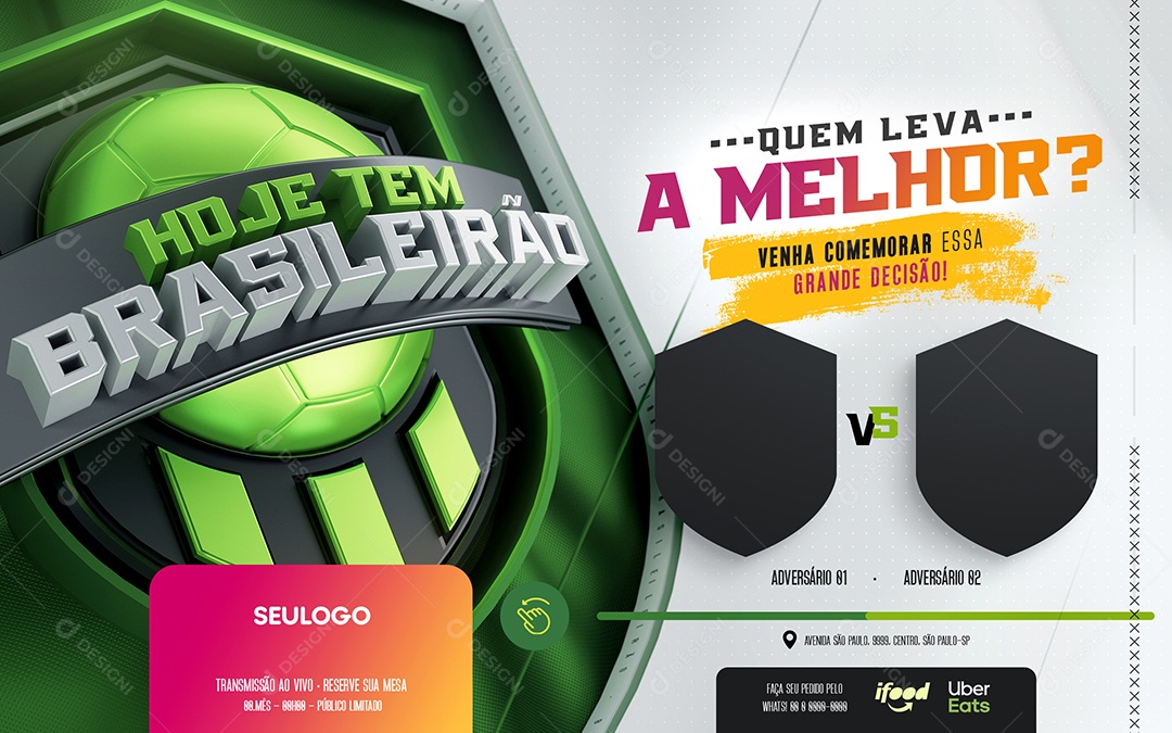 Social Media Quem Leva a Melhor Hoje Tem Brasileirão PSD Editável