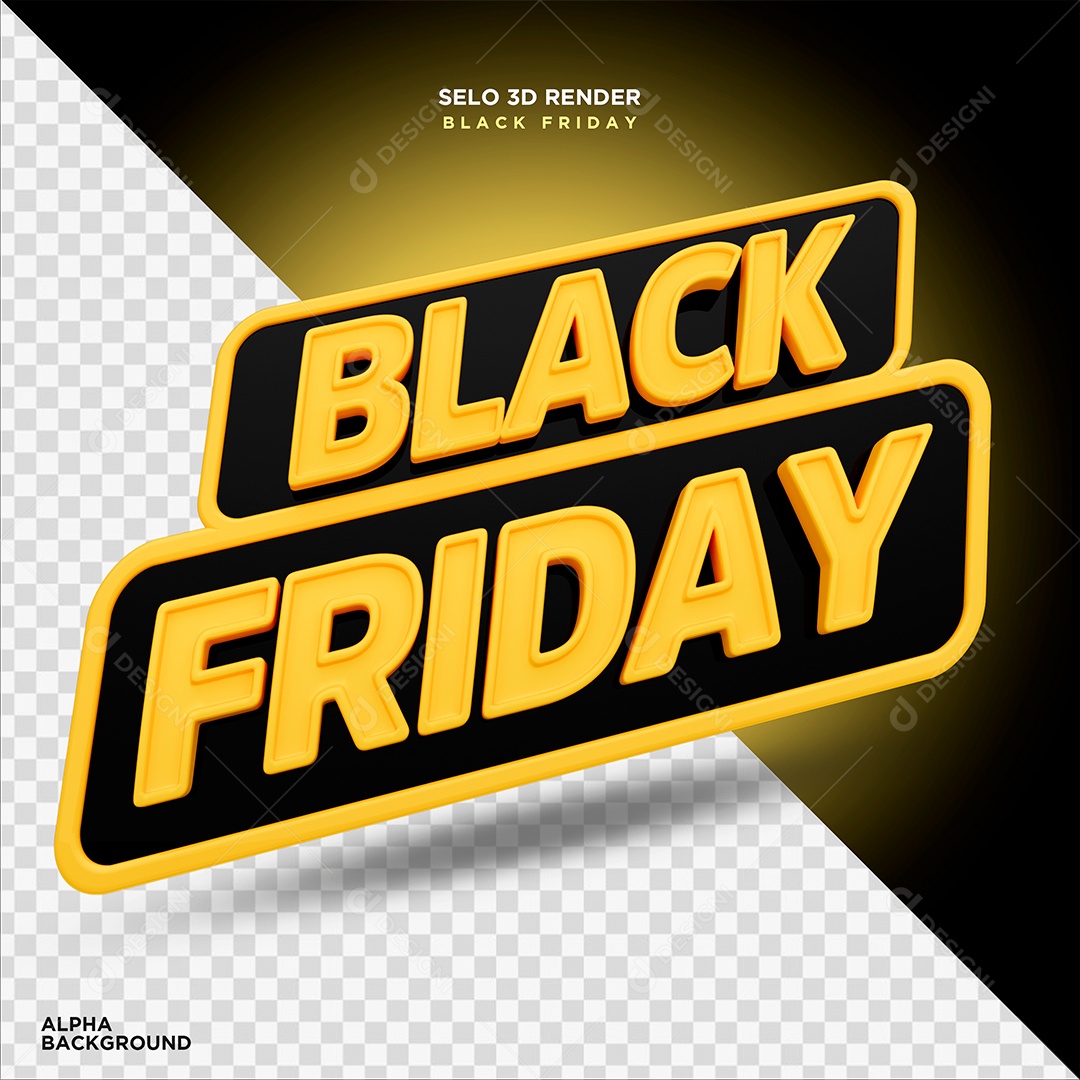 Black Friday Selo 3D Dourado Preto para Composição PSD