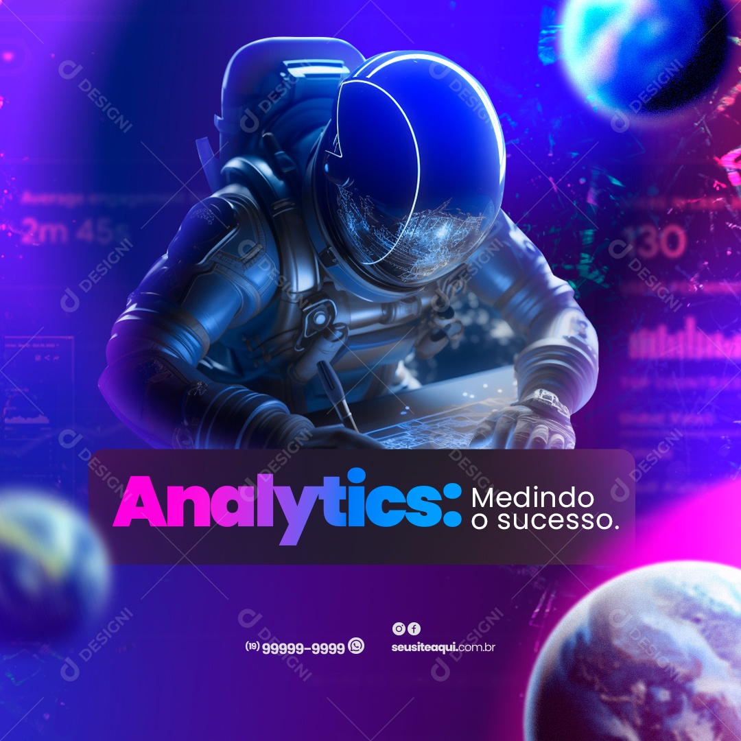Marketing Digital Analytics Medindo o Sucesso Social Media PSD Editável